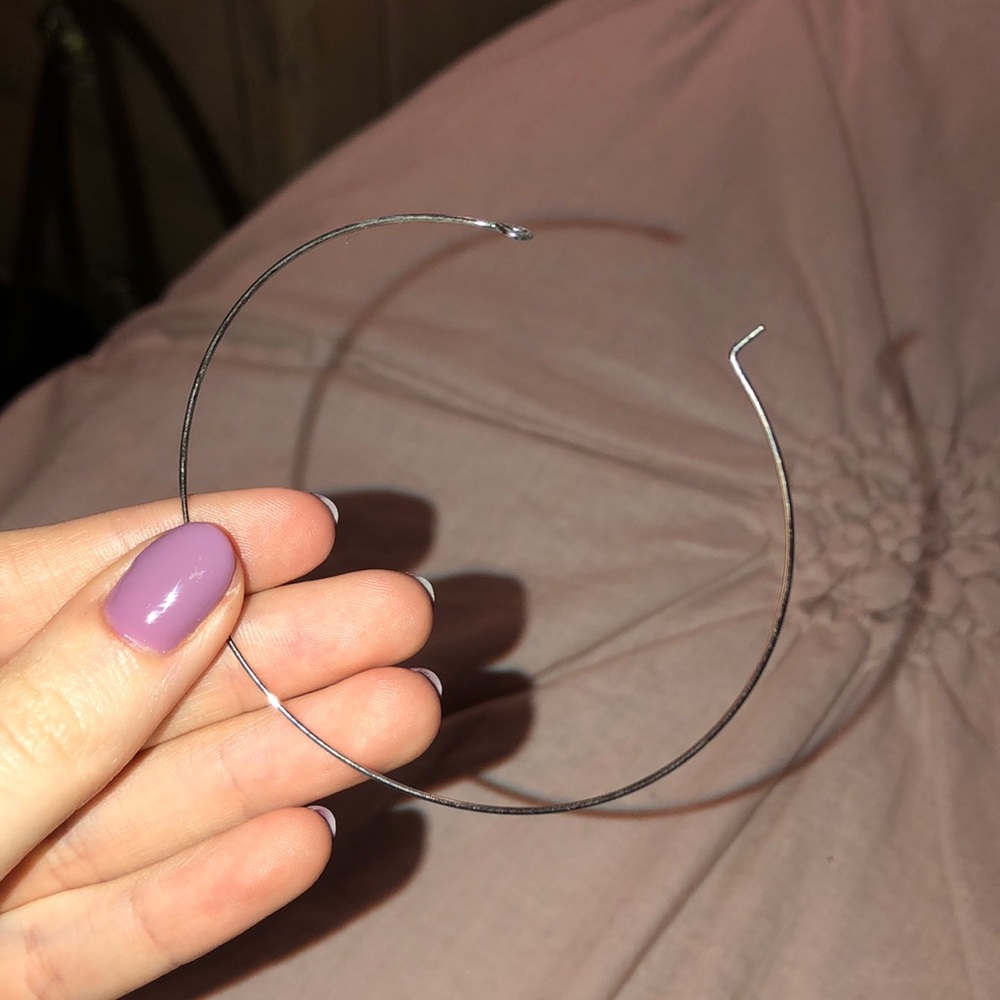 Skinny Silver Hoops - Picture 3 of 3